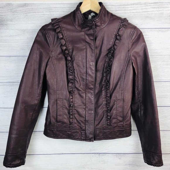Caslon Jackets & Blazers - Caslon Faux Leather Jacket Burgundy XS